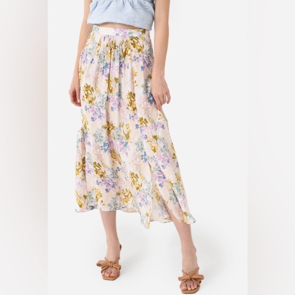 Hunter Bell Floral Midi Skirt - Pink, Blue, and Yellow